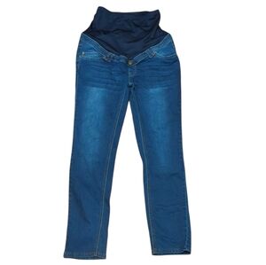 Oh! Mamma Pull On Dark Wash Over the Belly Maternity Jeans Size M